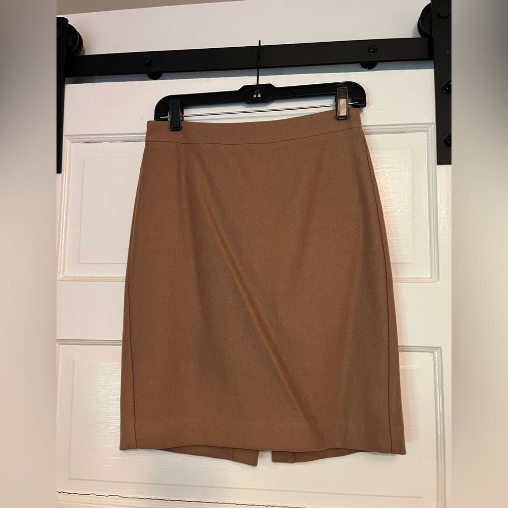 J Crew The Pencil Skirt Wool In Camel